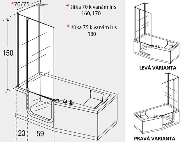 ROHOVÁ VAŇOVÁ ZÁSTENA COMBY 2